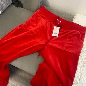 Juicy Couture Bright Red Velour Pants
